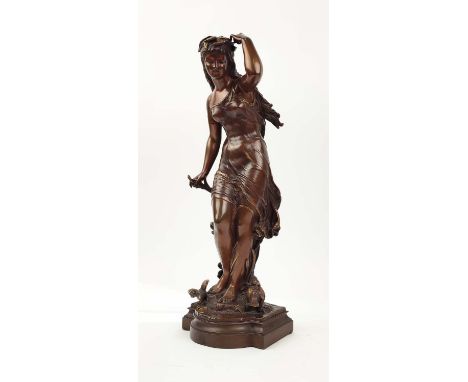 AFTER HIPPOLYTE MOREAU (1832-1927), bronze figure of a lady, signature to base. 
