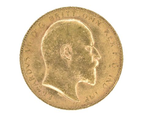 King Edward VII, Sovereign, 1910, Bare head r. R. St. George and dragon, London Mint, edge milled, gold, weight 8.0g, S.3969,