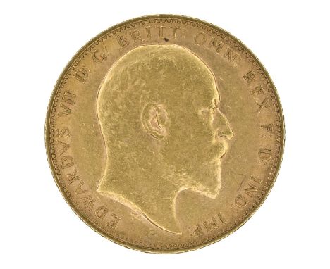 King Edward VII, Sovereign, 1904, Bare head r. R. St. George and dragon, London Mint, edge milled, gold, weight 8.0g, S.3969,