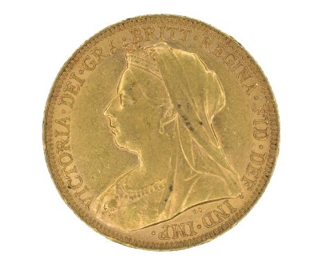 Queen Victoria, Sovereign, 1895, Old veiled bust l. R. St George and dragon, London Mint, edge milled, gold, weight 8.0g, S.3
