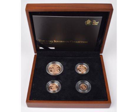 Elizabeth II, United Kingdom, 2013, Gold Proof Four-Coin Sovereign Collection, Royal Mint, to include 2013 gold proof Double-