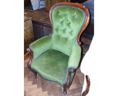 Victorian mahogany spoon-back chair. We do not supply condition reports for our Interiors Sale