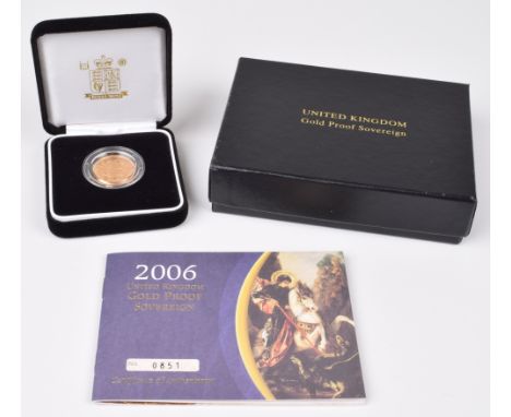 2006 Royal Mint, Proof Sovereign, weight 7.98g, diameter 22.05mm, struck in 22 carat gold, with obverse portrait by Ian Rank-