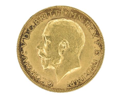 King George V, Sovereign, 1913, Bare head l. R. St. George and dragon, London Mint, edge milled, gold, weight 8.0g, S.3996, V