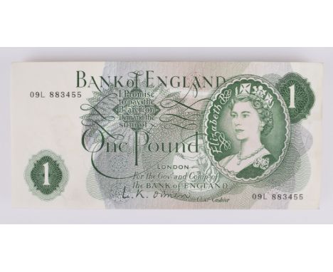Forty-three Series "C" Portrait Issue (March 1960) One Pound banknotes, green, 151 x 71.8mm, signature L.K. O'Brien, to inclu
