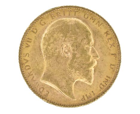 King Edward VII, Sovereign, 1902, Bare head r. R. St. George and dragon, London Mint, edge milled, gold, weight 8.0g, S.3969,