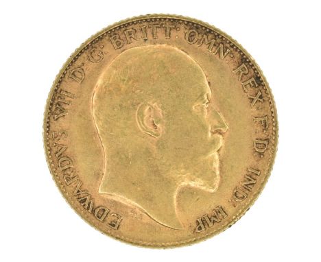 King Edward VII, Half-Sovereign, 1908, Bare head r. R. St. George and dragon, London Mint, edge milled, gold, weight 4.0g, S.