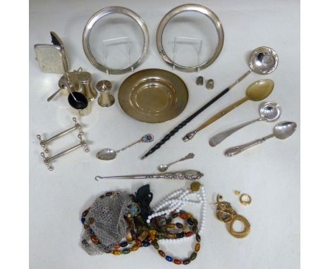 Silver costume jewellery and silver ladle, knife, dish, spoons, silver whistle spoon and toddy etc We do not supply condition