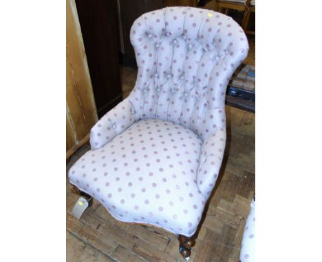 Victorian button-back nursing chair. We do not supply condition reports for our Interiors Sale