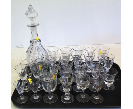 Victorian glass decanter and thirty Georgian / Victorian glasses We do not supply condition reports for our Interiors Sale