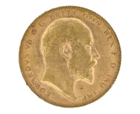 King Edward VII, Sovereign, 1910, Bare head r. R. St. George and dragon, London Mint, edge milled, gold, weight 8.0g, S.3969,