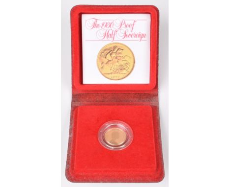 1980 Royal Mint, Proof Half-Sovereign, weight 3.99g, diameter 19.30mm, struck in 22 carat gold, with obverse portrait by Arno