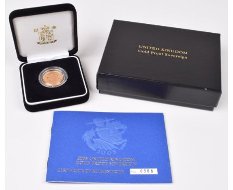 2005 Royal Mint, Proof Sovereign, weight 7.98g, diameter 22.05mm, struck in 22 carat gold, with obverse portrait by Ian Rank-