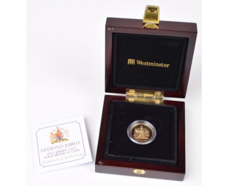 2012 Westminster Mint, Proof One Pound , Jersey, weight 7.98g, diameter 22.50mm, struck in 22 carat gold, with obverse portra