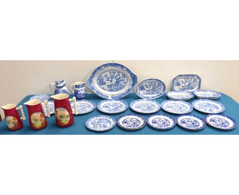 18 pieces of Spode Italian and Spode stone china and three graduated Staffordshire jugs We do not supply condition reports fo