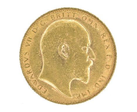 King Edward VII, Sovereign, 1907, Bare head r. R. St. George and dragon, London Mint, edge milled, gold, weight 8.0g, S.3969,