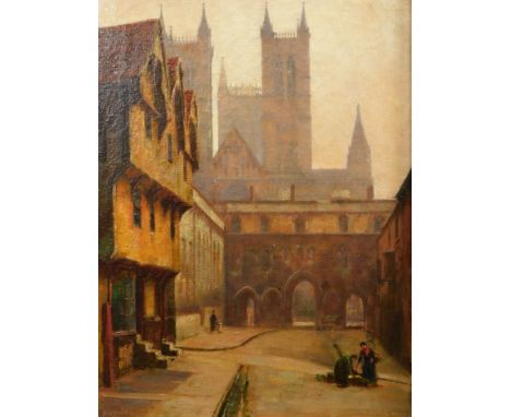 William Logsdail (1859-1944). Exchequer Gate, Lincoln, oil on canvas, signed, 40.5cm x 30.5cm. 