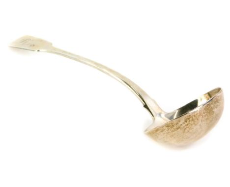 A George III fiddle pattern silver ladle, with S initial to handle, London 1794, 10oz.