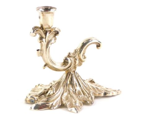 A Victorian silver chamber stick, cast with leaves, lacking sconces and snuffer, scatter hallmark, Sheffield 1847, 10cm high,