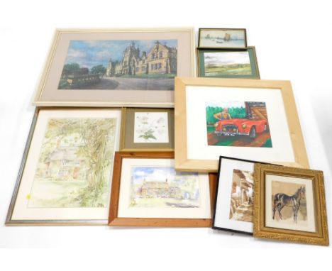 Robbie Hudson. Austin Heeley, watercolour and various other pictures and prints, artists to include E H Hutton, R S Samuel, H