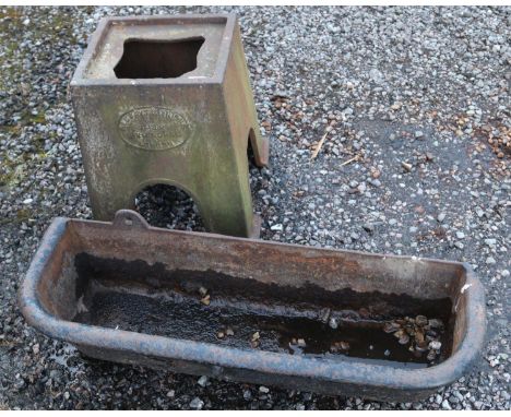 A cast iron trough, along with an Alldays &amp; Onions anvil stand.  