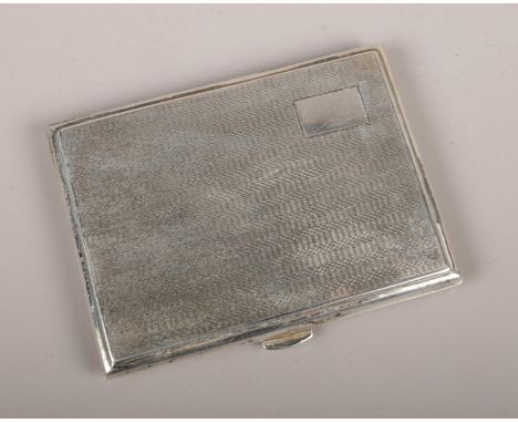 A George V silver cigarette case, of rectangular form with thumb mould opening, partially engine turned, made by Arthur Walte