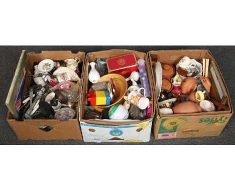 Three boxes of miscellaneous, to include Wedgwood, Carltonware, Royal Worcester etc.  