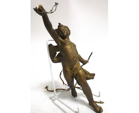 A late 19th Century bronze study of Cupid,  with wires for hanging,  