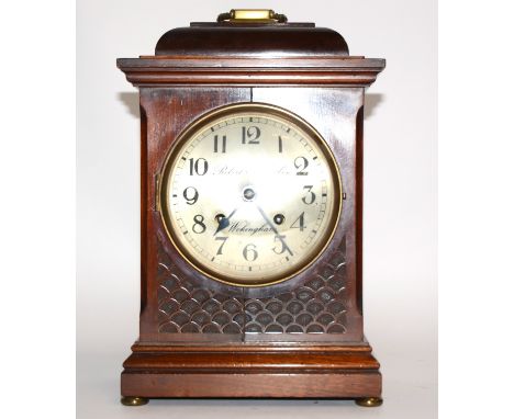 A Regency mahogany eight day movement bracket clock,  from Robert E. Hogben, the silvered round dial with Arabic numerals, ab