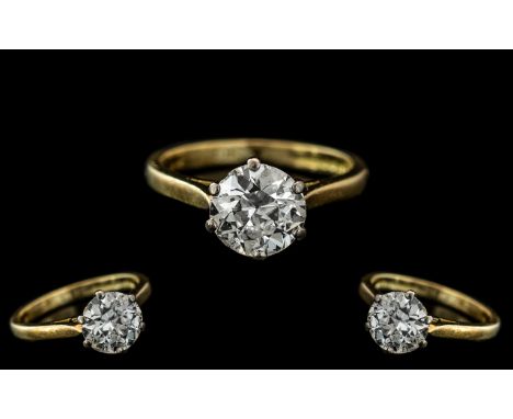 Ladies - Superb 18ct Gold Single Stone Diamond Set Ring. Full Hallmark for 750 -18ct to Interior of Shank. Diamond Weight 1.3