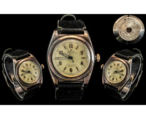 Rolex Oyster Perpetual 9ct Gold Chronometer Wrist Watch. c.1946. Signed to Dial, Winder, Movement, With Original Black Leathe