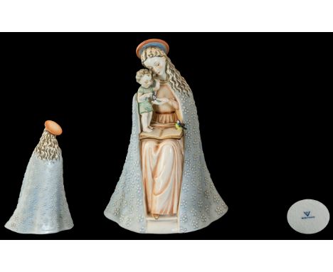 Goebel Early Hand Painted Ceramic Mother and Child Figure of large proportions, c1960, signed to interior; height 11.5 inches