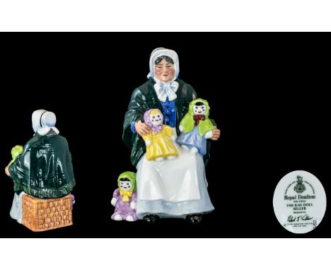 Royal Doulton Hand Painted Porcelain Figure ' The Rag Doll Seller ' HN2944. Designer R. Tabbenor. Issued 1983 - 1995. Height 