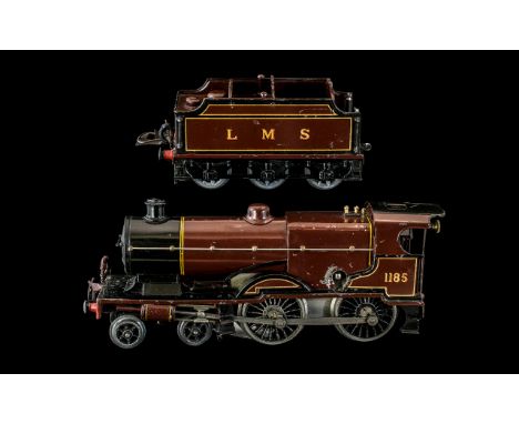Hornby 1185 O-Gauge Clockwork Metal Heavy L.M.S No 2 Special Steam Locomotive 4-4-0 and Tender ( Maroon Colour ) with Box. 