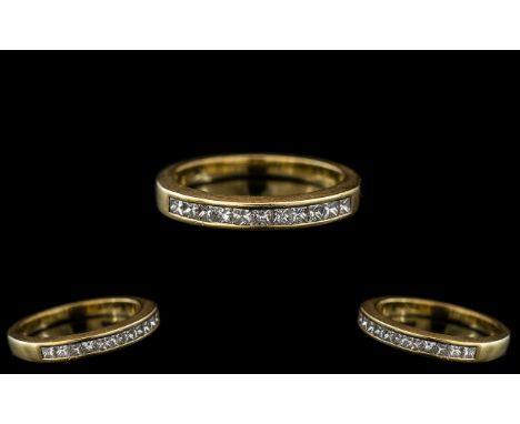 Ladies 18ct Gold Attractive Diamond Set Half-Eternity Ring. Full Hallmark for 750 - 18ct to Interior of Shank. The Princes Cu