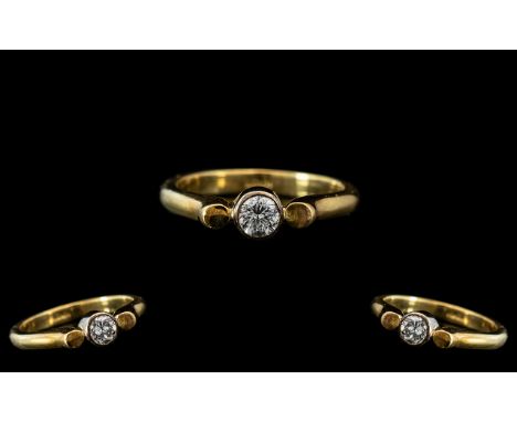 18ct Gold - Excellent Quality Single Stone Pave Set Diamond Ring. Marked 18ct to Interior of Shank. The Pave Set Round Diamon