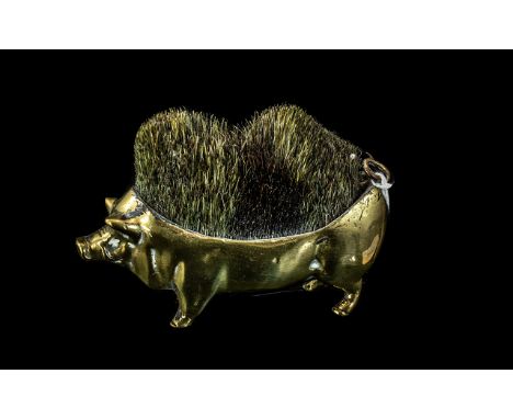 A Brass Pig Antique Victorian Boar/Pig Bristle Brush  in excellent condition. It is a pen wipe used to wipe the ink if it dri