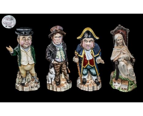 Bronte Porcelain Company Limited Edition Fourj Dickens Candle Snuffers, to include Miss Havisham, Samuel Pickwick, Bill Sikes