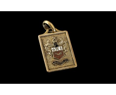 A 9ct Gold Blackpool Football Club Enamel Pendant height including bale - 35 mm x 20 mm. 8 grams. 