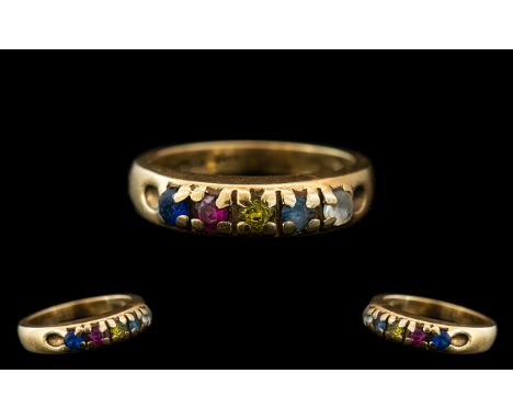 Ladies 10ct Gold - Attractive Multi-Coloured Stone Set Ring. Marked 10ct to Interior of Shank. Ring Size L. Shank / Setting E