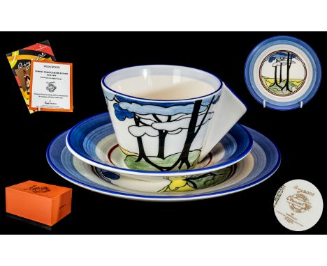 Wedgwood Clarice Cliff Blue Firs Coffee Can Trio hotsell Cafe Chic Cup Saucer And Plate With Certificates