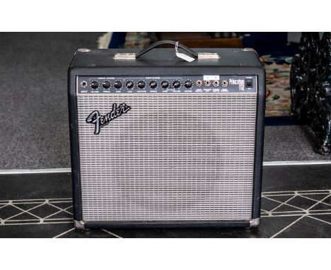 Fender - Princeton 112 Amplifier with Foot Pedal, Type PR266 ( Black ) Serial Number 442652. Made In U.S.A. Good Condition - 