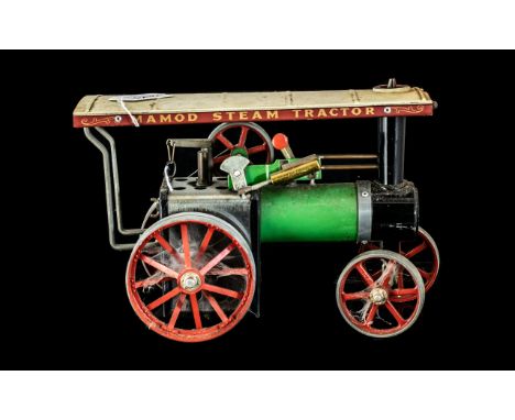 Mamod Steam Tractor Engine Tin Plate Toy,  10" long x 7" high.