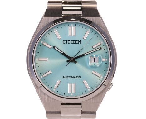 Citizen - Tsuyosa Tiffany Blue Dial Automatic Watch. Citizen Cal. 8210 automatic movement. Case and strap made from stainless