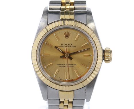 Rolex - Lady Oyster Perpetual Ref. 67193 18ct Gold & Steel Automatic Watch. Rolex Cal. 2130 automatic movement. Case and stra