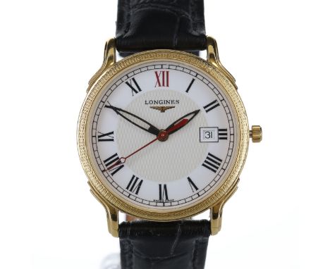 Longines - Classic Gold Tone Quartz Dress Watch. Longines Cal. L 263.2 quartz movement. Gold tone base metal case and leather