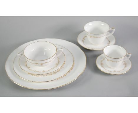 ONE HUNDRED AND FIVE PIECE ROYAL WORCESTER 'GOLD CHANTILLY' CHINA PART DINNER, TEA AND COFFEE SERVICE, comprising;  12 DINNER