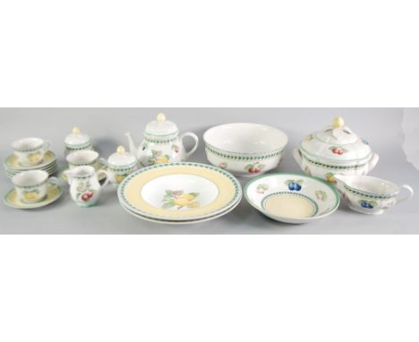 VILLEROY AND BOCH VITRO PORCELAIN 'FRENCH GARDEN - FLEURENCE' PATTERN DINNER AND PART TEA SERVICE OF 69 PIECES with 'Citrus L