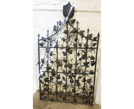 Architectural &amp; Salvage Interest, Antique Wrought Iron Gate, Decorated with a shield shaped cartouche to the top above al