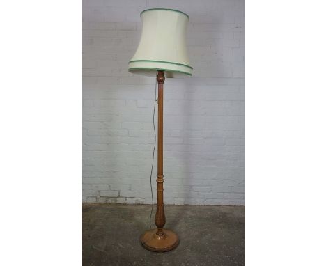 Mahogany Floor Lamp with Shade, Having reeded decoration, 155cm highCondition reportNot tested, sold as seen